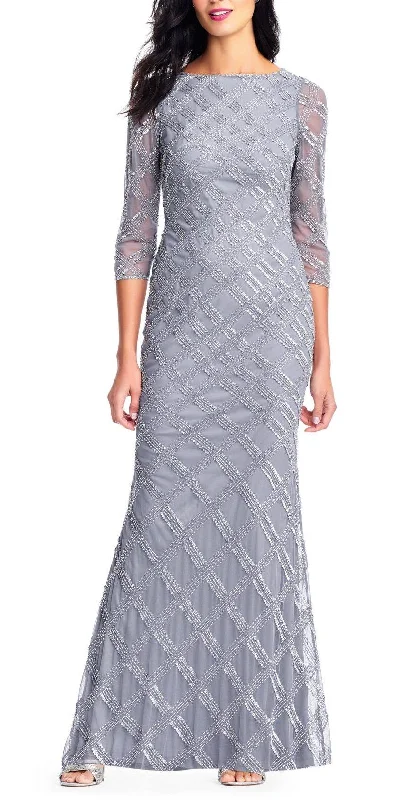 Bold Red Dress Adrianna Papell AP1E202919 Long Formal Mesh Dress