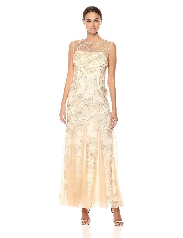 Red Carpet Dress Adrianna Papell AP1E203566W Metallic Floral Evening Formal Dress