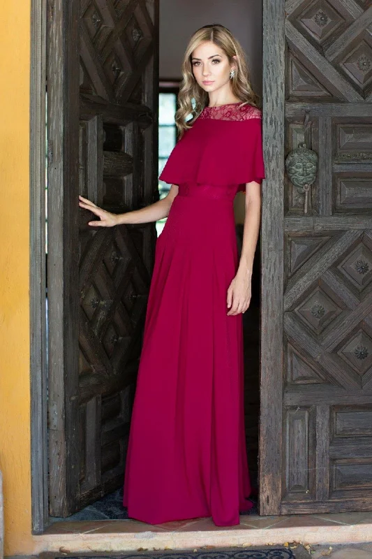 Open Back Dress Aidan by Aidan Mattox Long Formal Cape Sleeve Dress