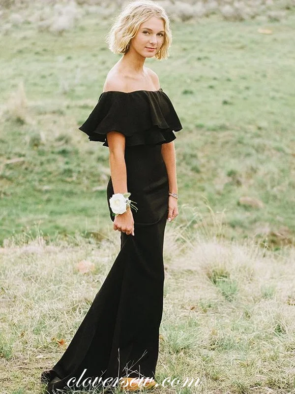 Asymmetrical Gown Black Off The Shoulder Mermaid Elegant Long Bridesmaid Dresses , CB0067 Asymmetrical Gown Black Off The Shoulder Mermaid Elegant Long Bridesmaid Dresses , CB0067