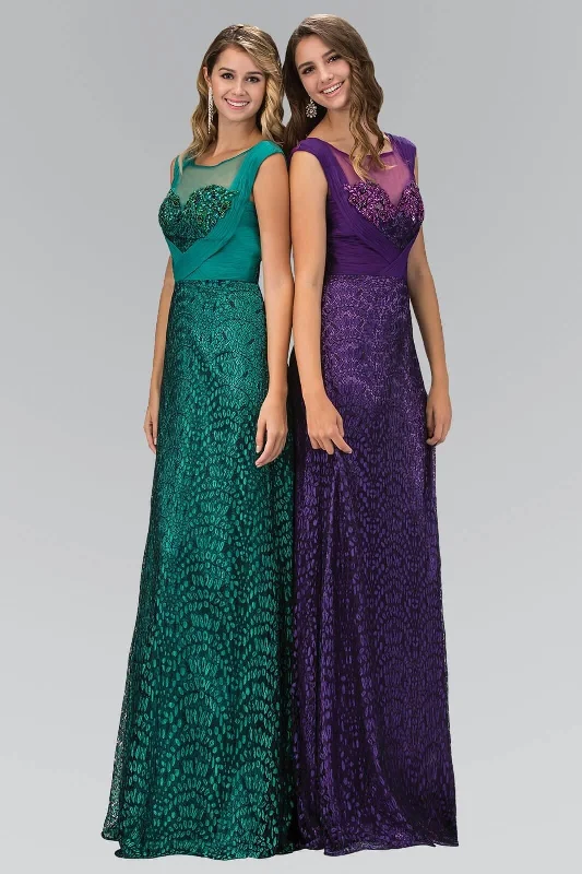 Garden Party Gown Long Formal Cap Sleeve Mother of the Bride Lace Dress