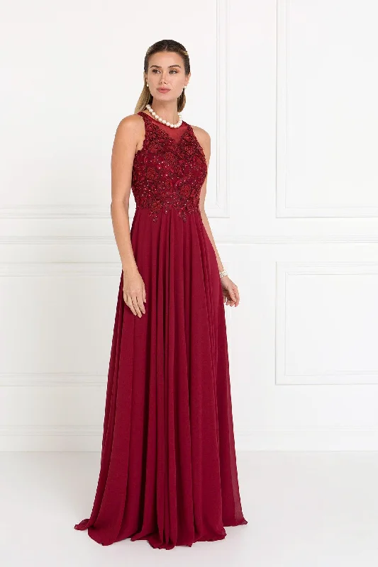 Luxury Satin Gown Long Formal Halter Chiffon Prom Evening Dress
