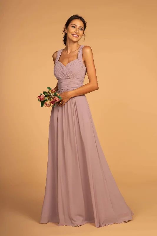 Lavish Red Gown Chiffon Ruched Bridesmaid Long Formal Dress
