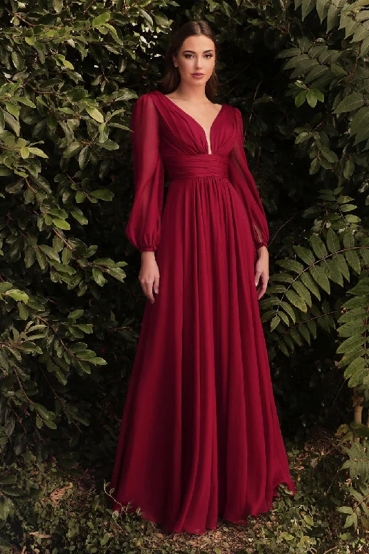 Pearl Embellished Gown Cinderella Divine CD0192 Full Sleeve Long Formal Dress Sale