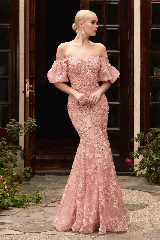 Cinderella Style Dress Cinderella Divine CD959B Long Off Shoulder Mermaid Prom Gown