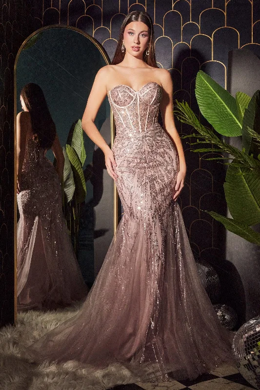Empire Waist Gown Cinderella Divine CB116 Strapless Mermaid Prom Dress
