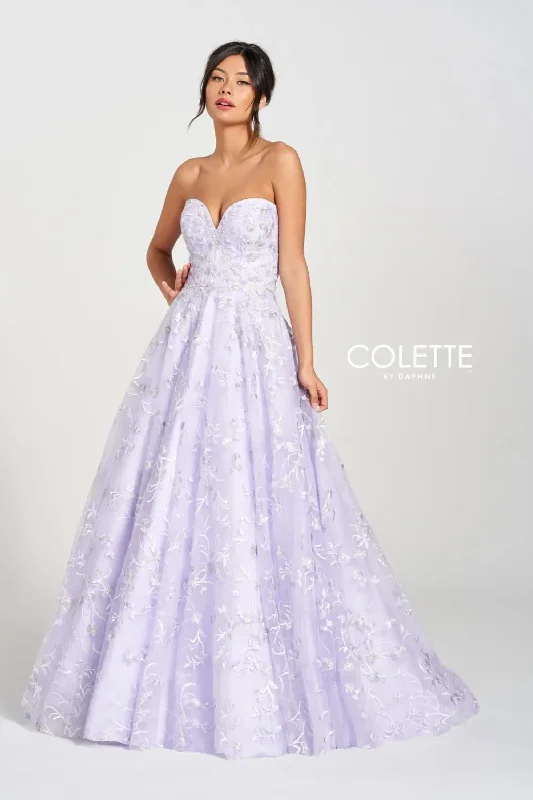 Pearl Embellished Gown Colette CL12211 Beaded Long Formal Cut Out Back Prom  Dress