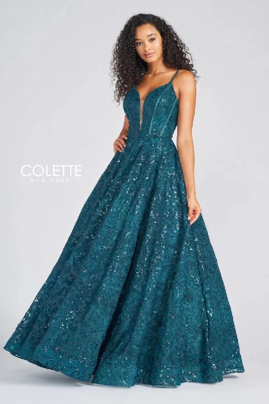 Polka Dot Gown Colette CL12264 Formal Long Sequin Prom Ball Gown