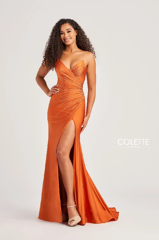 Elegant Beaded Dress Colette CL5135 Fitted Long Formal Stones Prom Dress