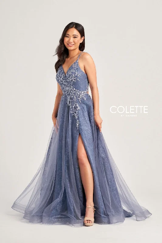 Formal Red Dress Colette CL5197 Long Glitter Formal Applique Prom Dress