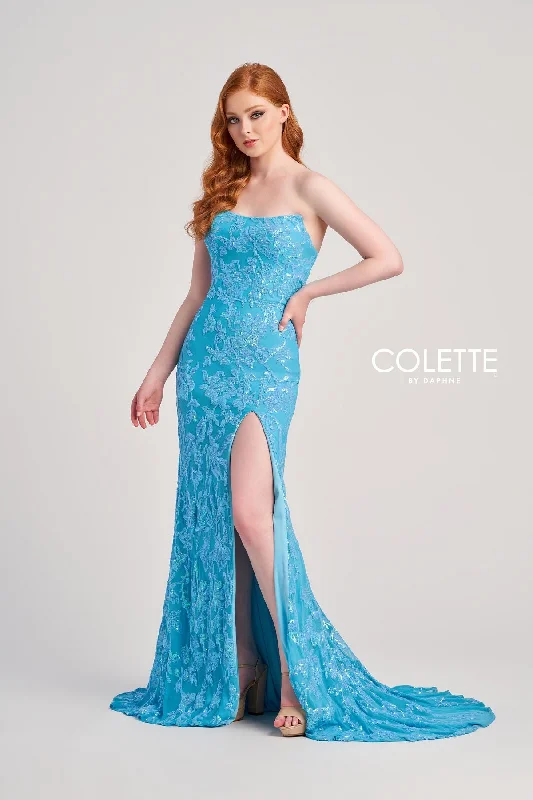 Sparkly Mermaid Dress Colette CL5238 Long Sequin Mermaid Formal Fitted Prom Dress