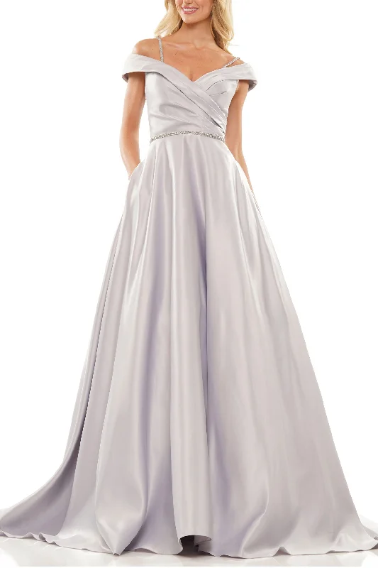 Artistic Embroidered Dress Colors 2938 Long Off Shoulder Pleated Prom Gown