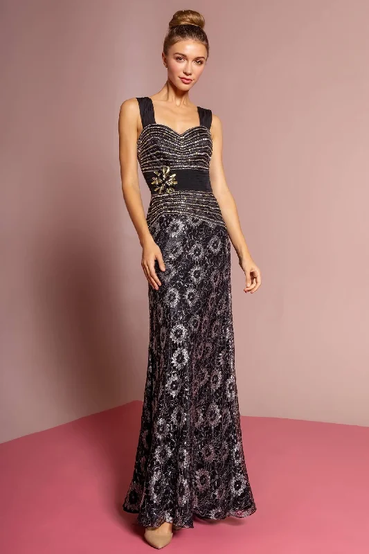 Lace Overlay Dress Long Formal Daisy Pattern Lace Prom Dress