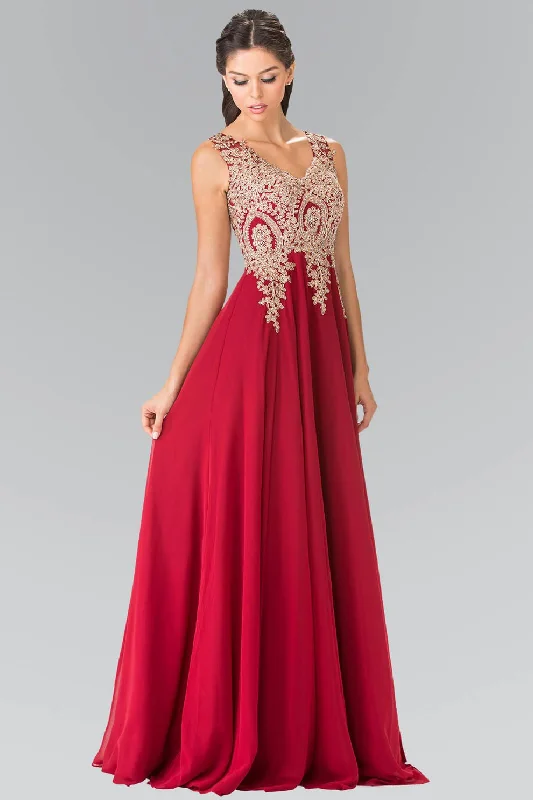 Floral Beaded Gown Embroidered Chiffon Long Prom Dress Formal Sale