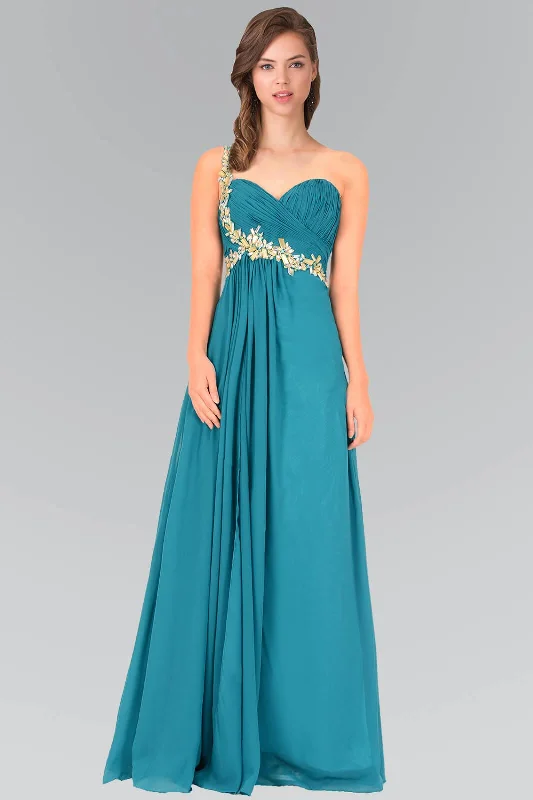 Modest Chiffon Dress Empire One Shoulder Chiffon Long Formal Dress