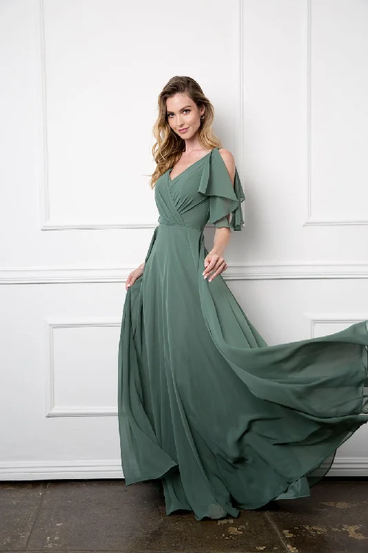 Wedding Reception Gown Eucalyptus 4XL Long Formal Flutter Sleeves Dress Sale