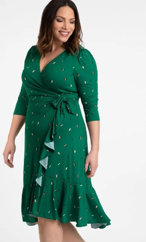 Side Slit Gown Kiyonna Flirty Flounce Wrap Dress