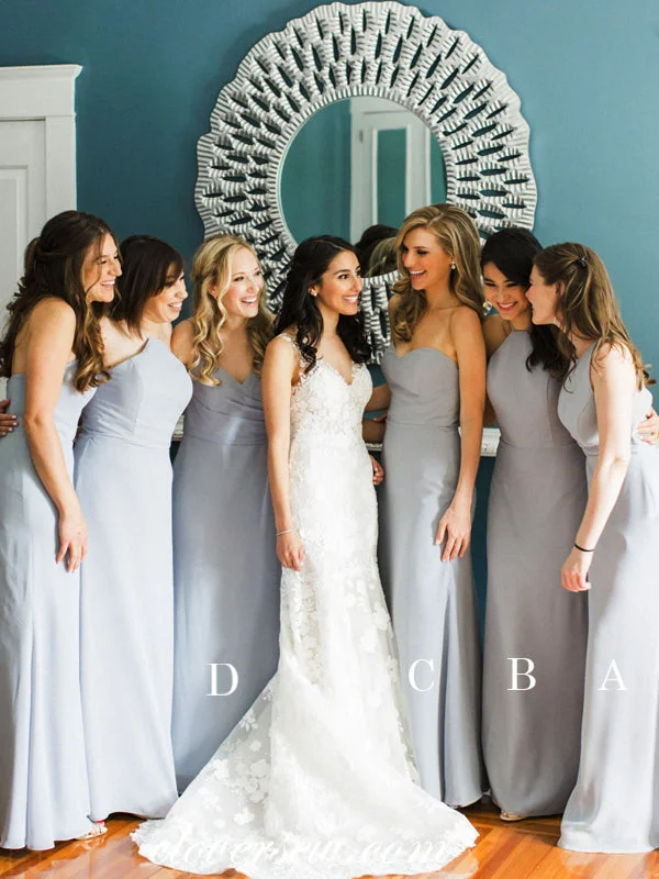 Subtle Shine Dress Grey Chiffon Mismatched A-line Long Cheap Bridesmaid Dresses, CB0057 Subtle Shine Dress Grey Chiffon Mismatched A-line Long Cheap Bridesmaid Dresses, CB0057