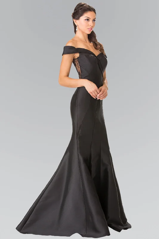 Gold Embellished Gown Mermaid Long Off Shoulder Formal Prom Dress