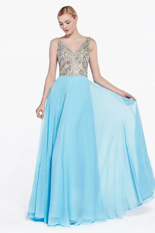 Sophisticated Gown Cinderella Divine CD71190 Long Formal Dress Sleeveless Prom Gown