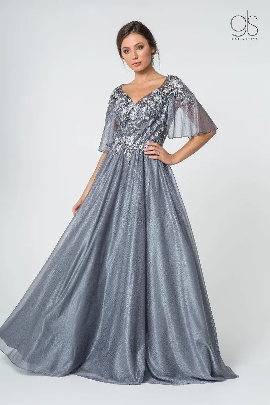 Unique Formal Dress Long Formal Mother of the Bride Cape Sleeve Dress