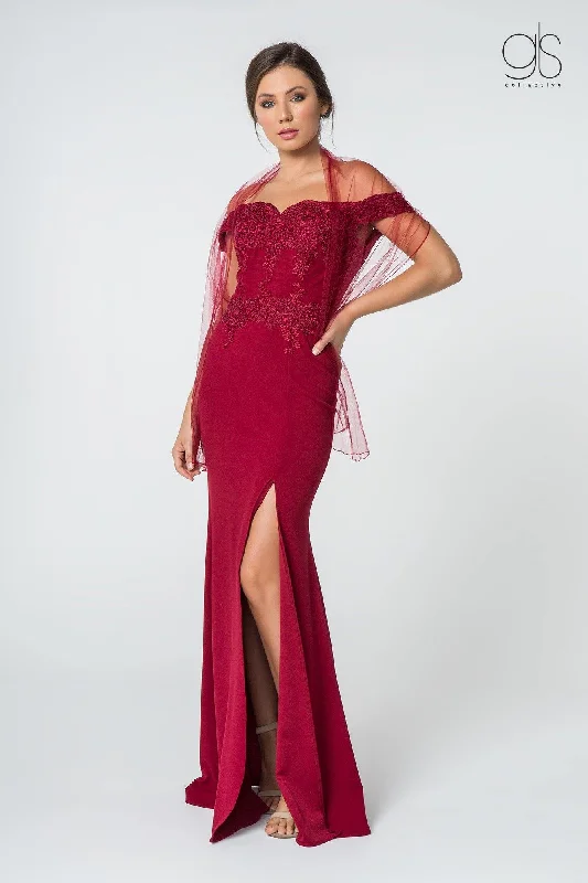 Fitted Formal Dress Long Formal Off Shoulder Fitted Evening Dress
