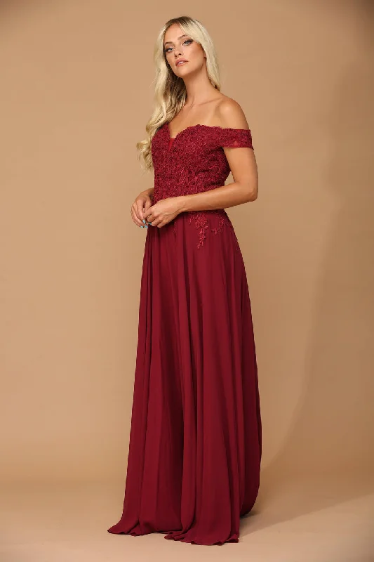 Gold Embellished Gown Long Off Shoulder Formal Chiffon Evening Dress Sale