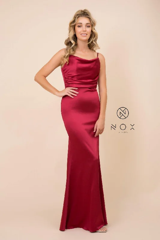 Burgundy Maxi Dress Prom Long Formal Spaghetti Strap Evening Gown