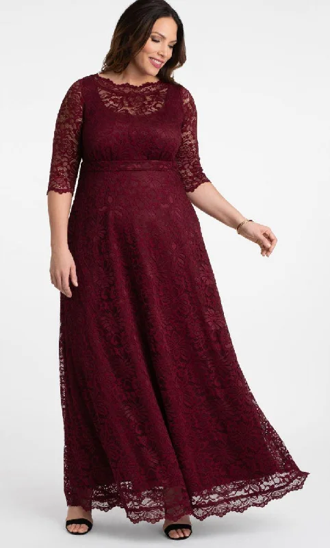 Floor-Length Satin Dress Kiyonna Long Plus Size Lace Dress