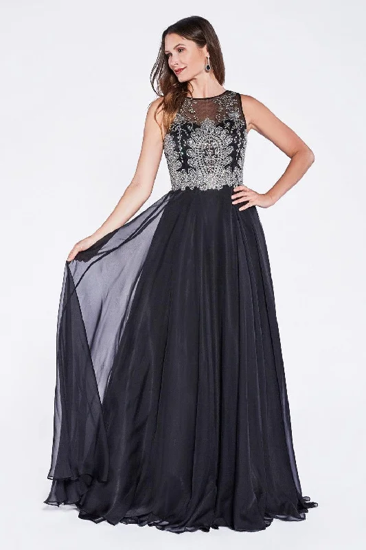 Subtle Shine Dress Cinderella Divine CD56 Long Prom Dress Sleeveless Evening Gown