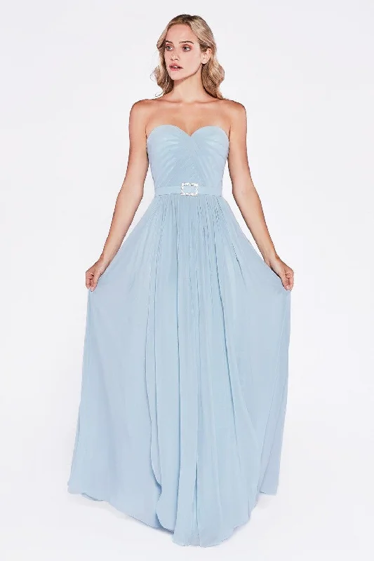 Sheer Panel Dress Cinderella Divine C7460 Long Strapless Formal Dress Bridesmaid
