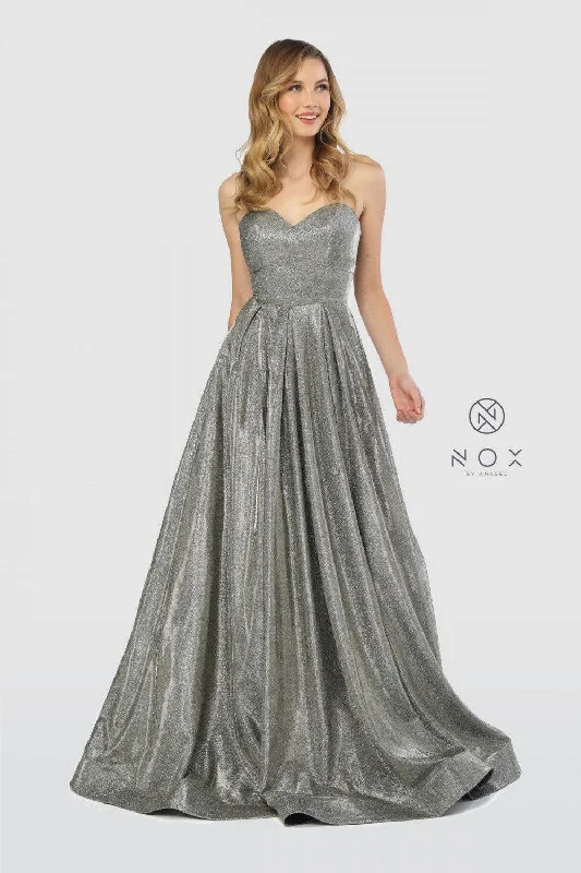 Royal Inspired Gown Long Strapless Metallic Prom Long Dress Evening Gown Sale
