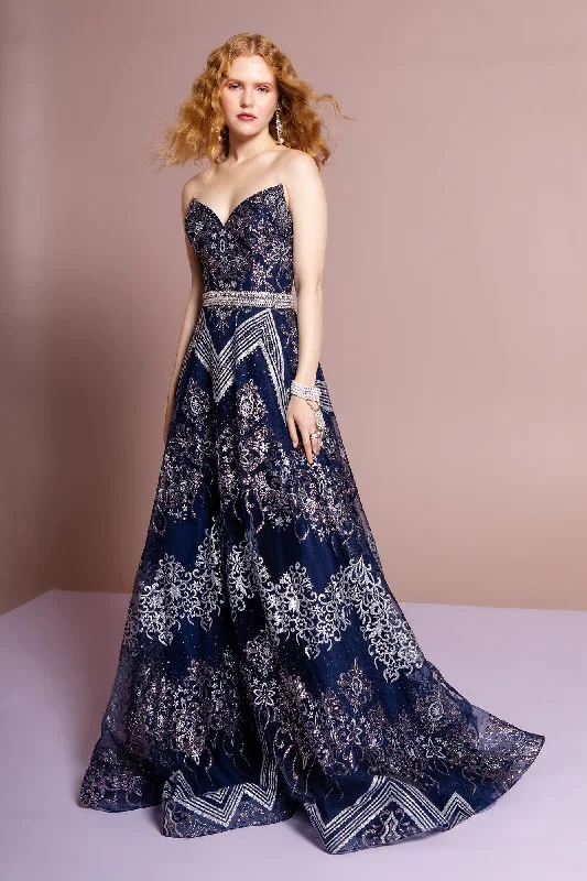 Puffy Formal Dress Long Strapless Prom Dress Evening Gown