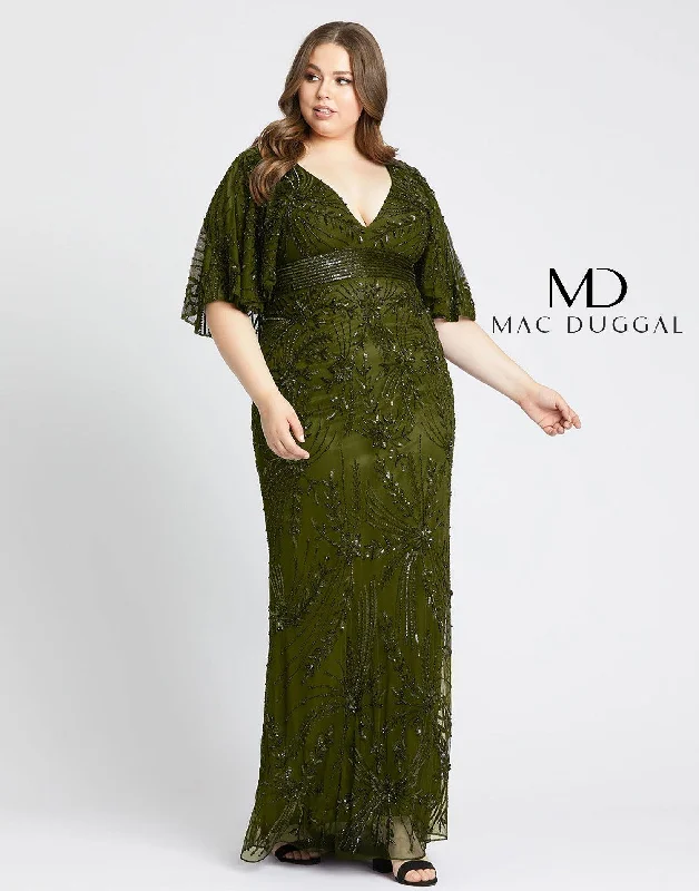 Sweetheart Neckline Dress Mac Duggal 5335 Long Plus Size Cape Sleeve Dress Sale