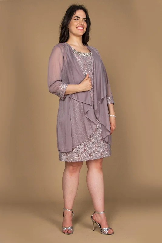 Classic Couture Dress Mauve 18W R&M Richards 2208W Short Lace Mother Of The Bride Dress Sale