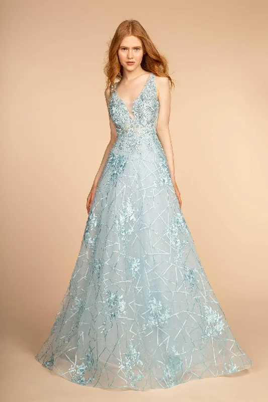 Stunning Silk Gown Mesh Illusion Embroidery Long Prom Dress