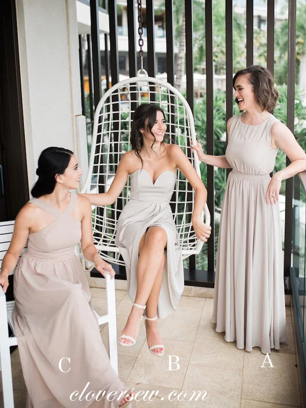 Red Carpet Dress Mismatched Chiffon Sleeveless A-line Long Elegant Bridesmaid Dresses, CB0060 Red Carpet Dress Mismatched Chiffon Sleeveless A-line Long Elegant Bridesmaid Dresses, CB0060