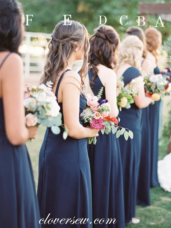 Perfect Prom Dress Navy Chiffon Mismatched Sleeveless A-line Long Bridesmaid Dresses, CB0030 Perfect Prom Dress Navy Chiffon Mismatched Sleeveless A-line Long Bridesmaid Dresses, CB0030