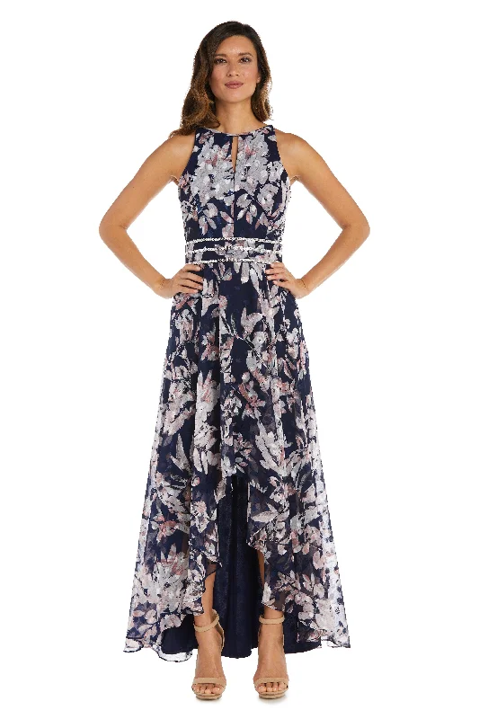 Sophisticated Maxi Dress R&M Richards 9402 Navy/Pink 6 Sale