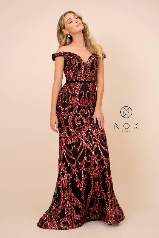 Structured Evening Gown Long Formal Off Shoulder Sequin Mermaid Prom Dress