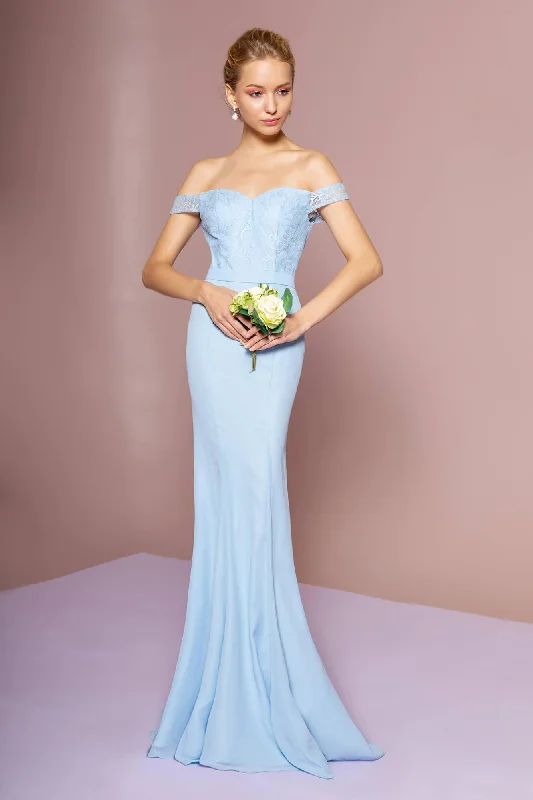 Crystal Beaded Dress Off The Shoulder Long Evening Gown