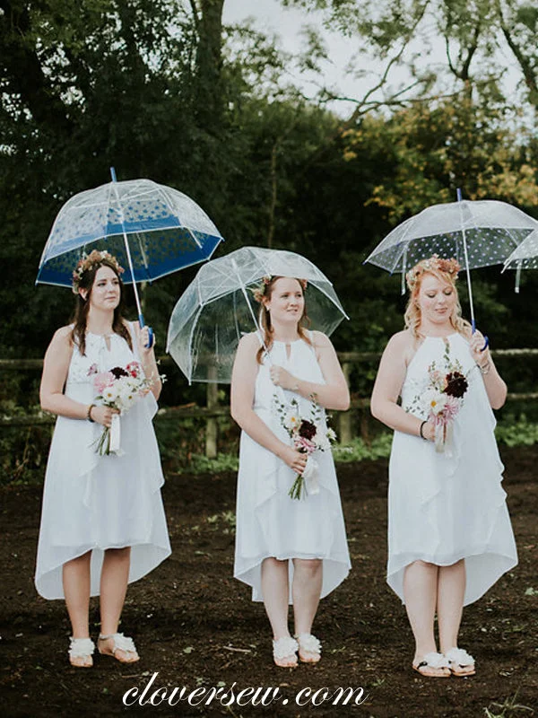 Timeless Gown Off White Chiffon High Low Tea Length A-line Bridesmaid Dresses, CB0064 Timeless Gown Off White Chiffon High Low Tea Length A-line Bridesmaid Dresses, CB0064