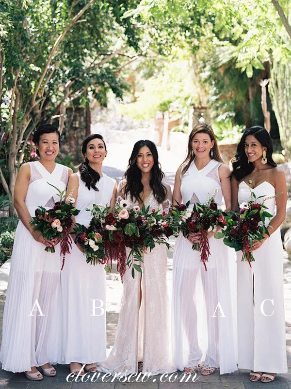 Empire Waist Gown Off White Chiffon See Through Mismatched Bridesmaid Dresses, CB0040 Empire Waist Gown Off White Chiffon See Through Mismatched Bridesmaid Dresses, CB0040