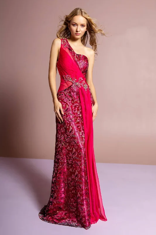 Romantic Soft Satin Dress Long Prom One Shoulder Formal Evening Gown