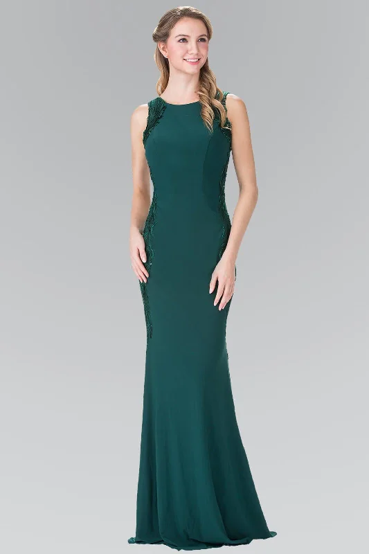 Rhinestone Embellished Dress Long Sleeveless Formal Dress Evening Prom Gown