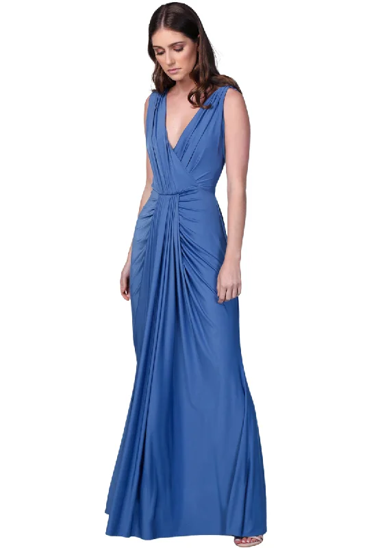 Ruched Satin Dress Pia Gladys Perey JESSA Silk Jersey Bridesmaid Maxi Dress
