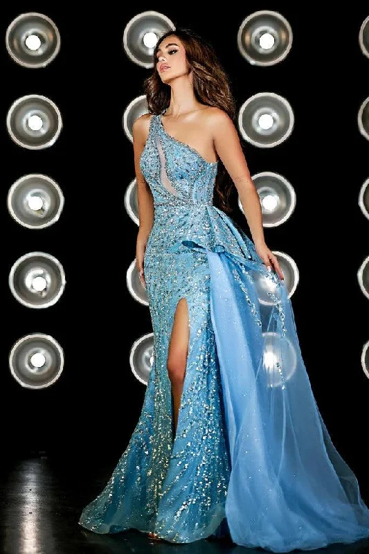 Draped Formal Dress Portia and Scarlett PS23980 Long One Shoulder Overskirt Prom Gown Draped Formal Dress Portia and Scarlett PS23980 Long One Shoulder Overskirt Prom Gown
