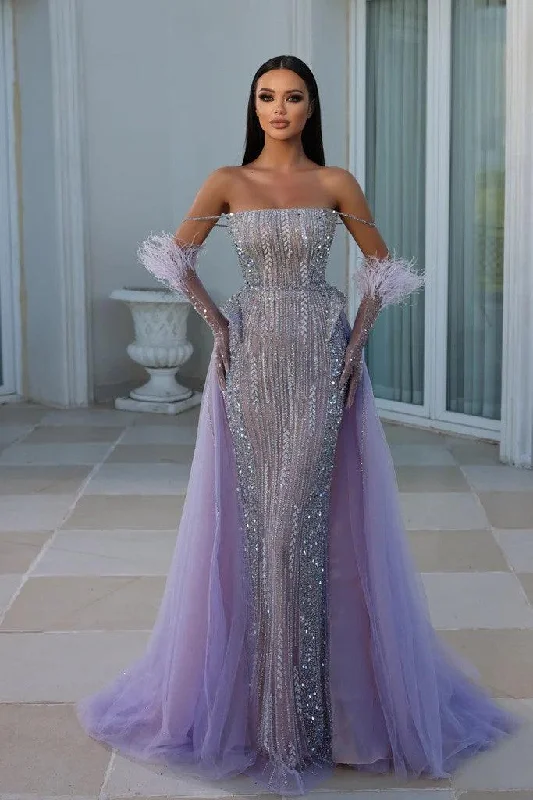 Chic Maxi Dress Portia and Scarlett PS23983 Long Off Shoulder Beaded Prom Dress