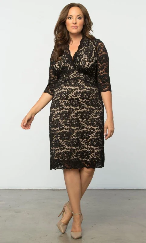 Romantic Floral Dress Kiyonna Scalloped Boudoir Lace Short Dress