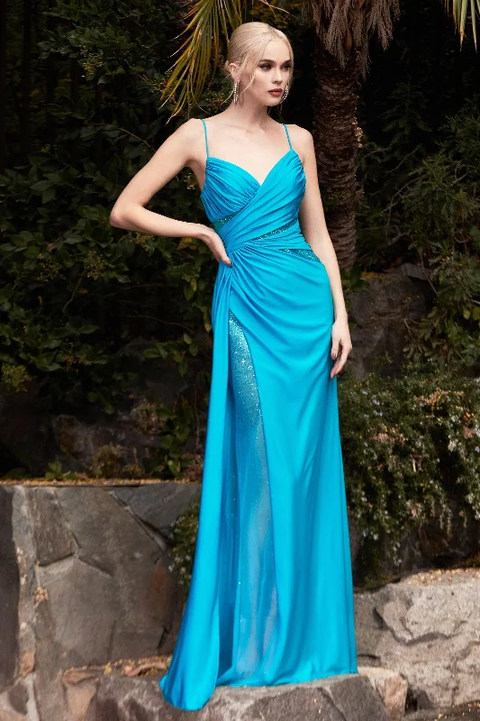 Bold Red Dress Cinderella Divine S410 Sexy Spaghetti Strap Long Prom Dress
